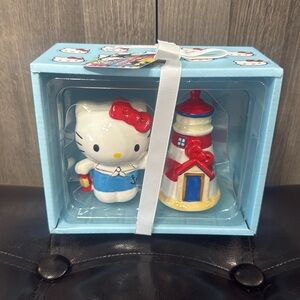 New Blue Sky Clayworks Hello Kitty Sailor & Lighthouse Salt & Pepper Shakers